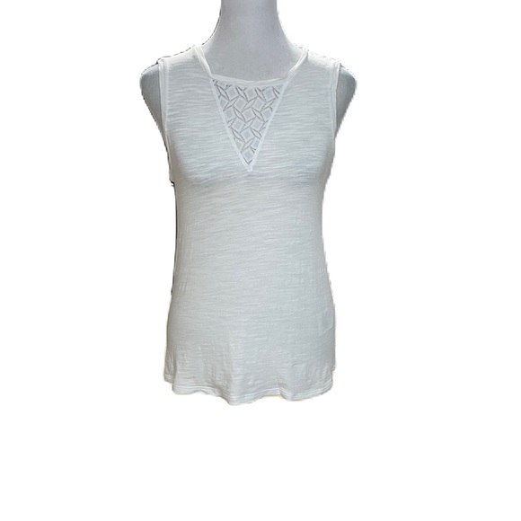 Banana Republic White Lightweight Sleeveless Tank Top with Lace Detail Size XS - Picture 3 of 15